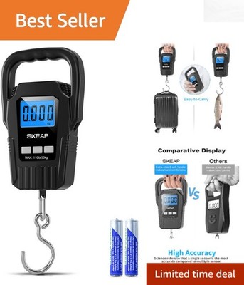 Portable Hanging Scale with Data Lock & Backlit Display - 110lb Capacity