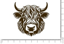 Highland Cow Vinyl Die Cut Decal, Waterproof, Durable Outdoor, Cute 5.9" x 5.6"