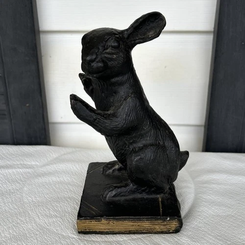 Whimsical Bunny Rabbit Book End Shelf Sitter Cast Iron
