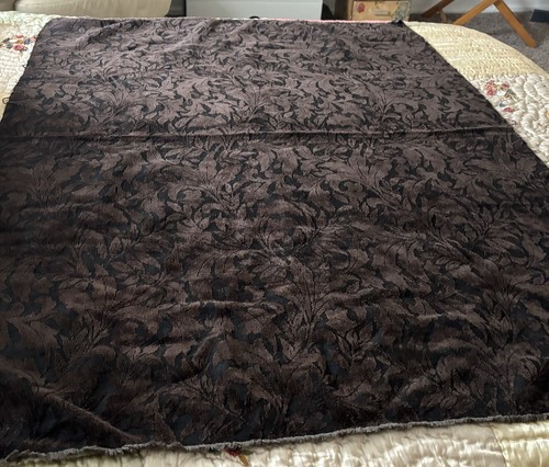 Vintage RICH BROWN VELVET Floral Leaf TAPESTRY Upholstery Fabric 39” X 54” - Bild 2 von 4