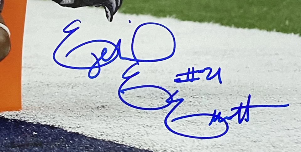 Foto BAS firmada por Ezekiel Elliott enmarcada 16x20 Dallas Cowboys vs Rams Foto 2 de 4