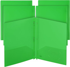 Plastic Folders with Pockets and Prongs, 5 Pack, Green, Pocket Folders, Folders