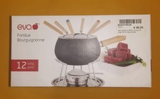 SET FONDUTA 12 PEZZI BOURGUIGNONNE EVA NERO OPACO 6 FORCHETTE MANICO LEGNO