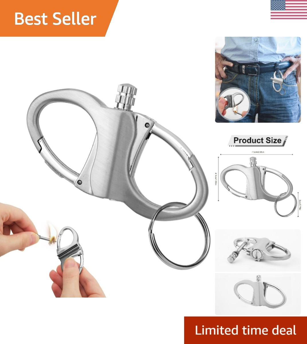 , New Mini Waterproof Lighters Key Chain Permanent Matc...