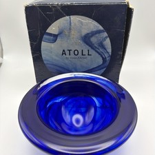 Kosta Boda Sweden ATOLL Cobalt Blue Swirl Cry...