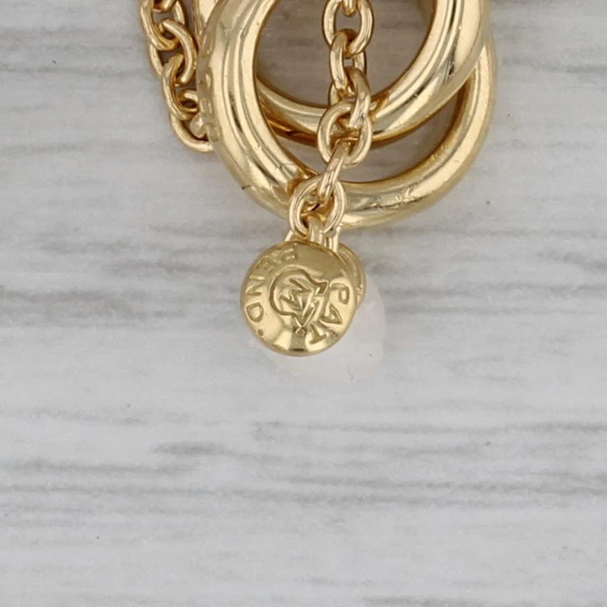 Mikimoto Cultured Pearl Station Bracelet w/ Pouch 18k Yellow Gold 8" Cable Chain - Image 4 of 4