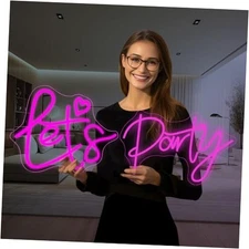 Super Large Let's Party Neon Sign for Bedroom Wall - Neon Sign for Wall Decor  