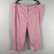 Talbots Heritage Crop Pants Size 22W Petite Pink White Stripe Straight Leg