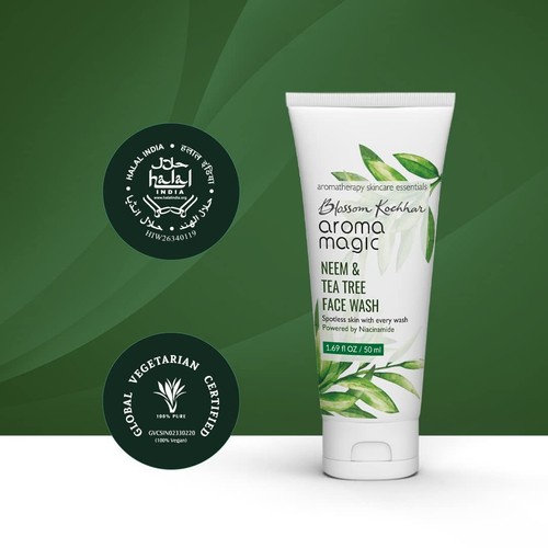 Aroma Magic Neem & Tea Tree Face wash PWRD By 5% Niacinamide & Aloevera Gel 50ML - Picture 5 of 5