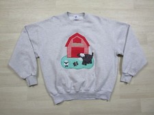 Vintage 90s Farm Theme Crewneck Sweatshirt XL Cow Sheep Barn Country Jerzees