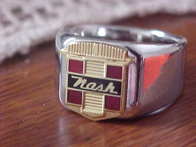 1950 NASH CREST LOGO SILVER CHROME RING #11 NOS HI- QUALITY CLASS - Image 1 of 4