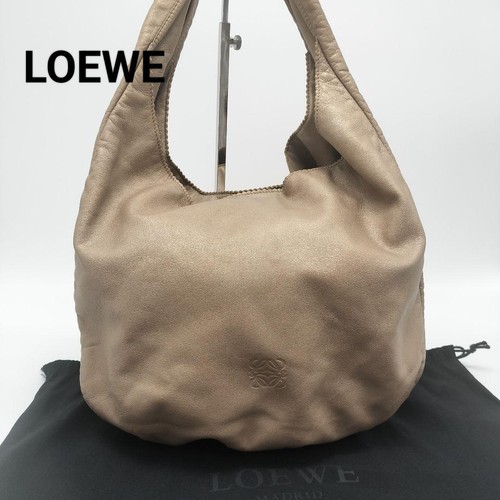 LOEWE Vintage Nappa Leather Shoulder Bag Gold Tone Crossbody Women's