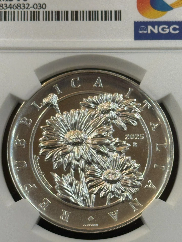 2025 Italy 1 oz Silver “Flora & Fauna – The Daisy” MS-70 NGC Early Releases - Image 2 of 4