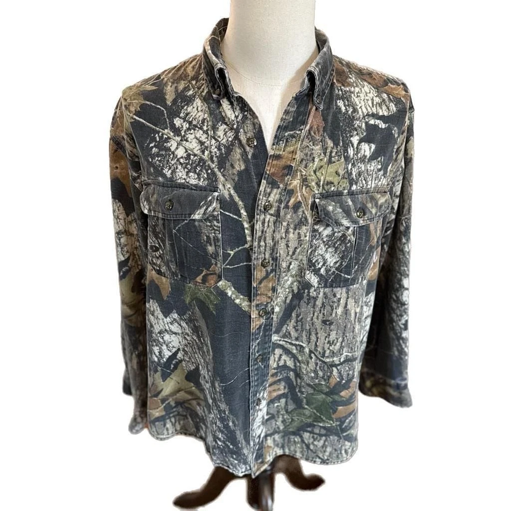 Jerzees Outdoors Men's Camouflage Button Down Long Sleeve Shirt Size L