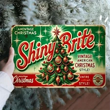 The Room Is a Shiny Brite Christmas Tin Metal Signs Home Décor 8x12 