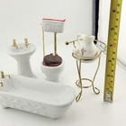 Vintage Miniature Dollhouse Bathroom Set Porcelain Tub Sink Toilet Washstand — photo 3