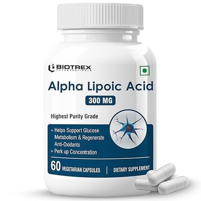 Alpha Lipoic Acid 300mg 60 Capsules Glucose Metabolism Nerve Health