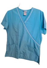 SB Scrubs Mock Wrap Turquoise Aqua Scrub Top Small S