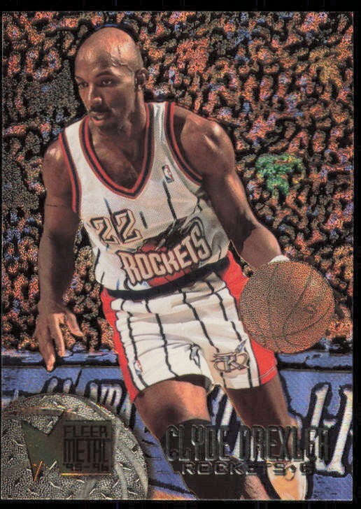 Clyde Drexler 1995-96 Fleer Metal Basketball  #152  Rockets NM