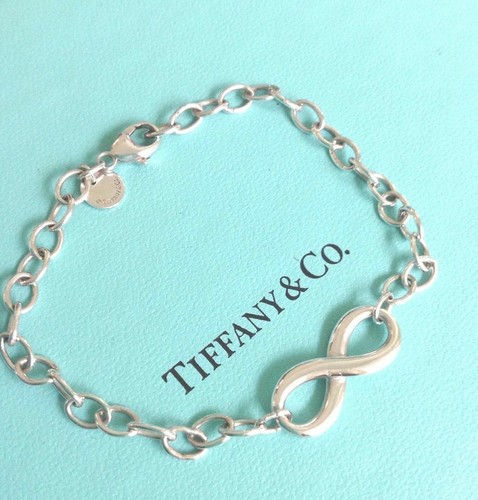 Tiffany & Co. Sterling Silver Infinity Chain Link Bracelet in Tiffany Pouch Box