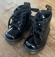 Doc Dr. Martens 1460 T Black Patent Leather Zip Lace-Up Boots Toddler Size 6US