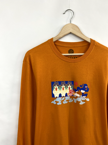 🇺🇸 Vintage Element skate center logo long sleeve hype size L color orange - Picture 2 of 9