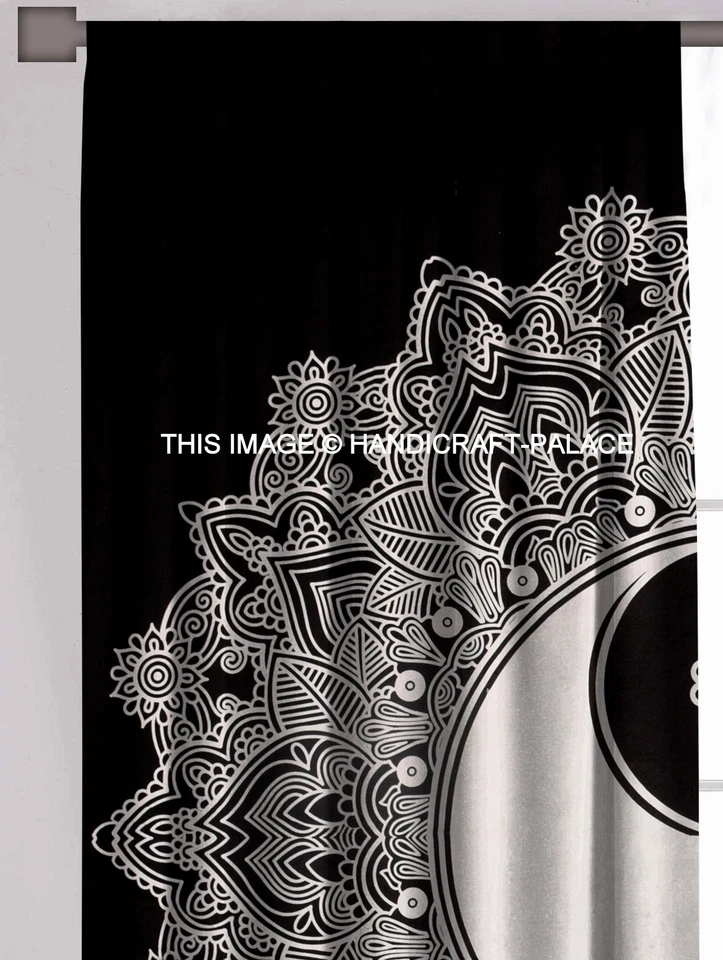Cortina de tapeçaria mandala indiana Yin Yang 2 válvulas cortina decoração painel cortina - Imagem 2 de 4