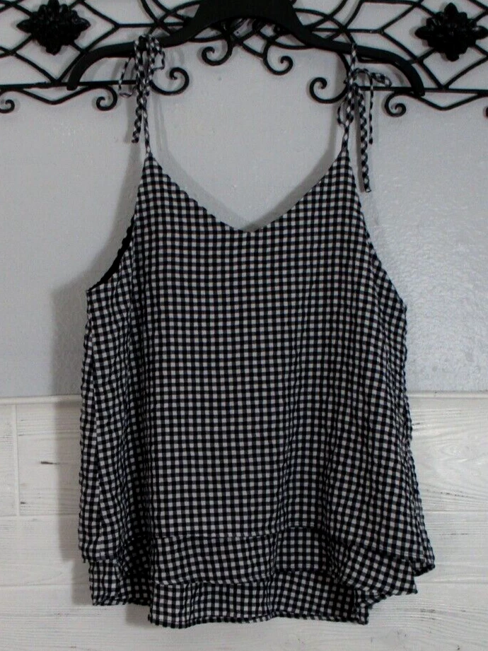 Top para mujer Collective Concepts talla L sin mangas multicolor a cuadros cuello en V Foto 2 de 4