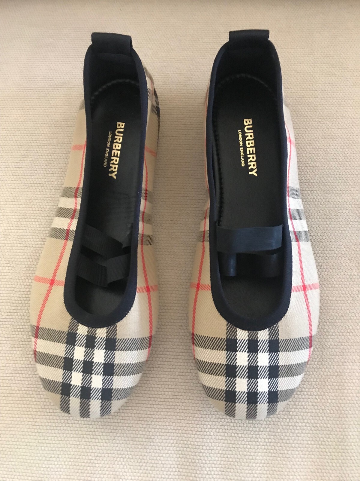 New Auth BURBERRY Shoes Flat Ballerina Grace Women Logo Check Canvas EU37 NWOB thumbnail 15