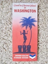 Vintage 1960 Chevron Island Trail Road Map; WASHINGTON w/Insets, Mileage