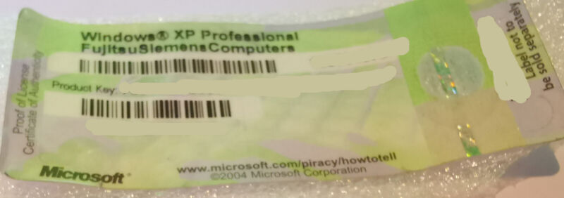 Original Windows XP Professionell Lizenzaufkleber Sticker m Lizenz Produkt key