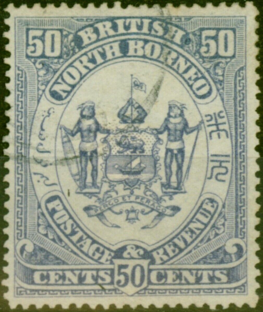 North Borneo 1888 50c Chalky Blue SG46b Fine Używany-pokaż oryginalną nazwę Nowa praca, świetna wartość