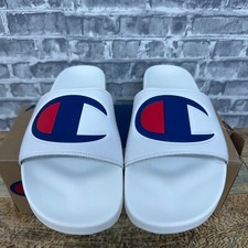 Champion Super Slide Logo White Sandals CM100074M Mens Size 13 New
