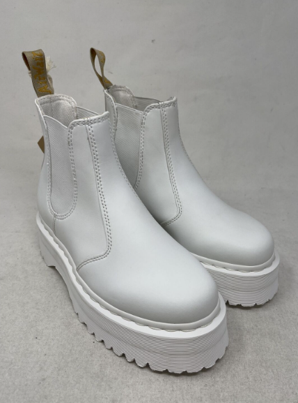 Dr. Martens Vegan 2976 Quad Mono White Chelsea Boots Women Size 6