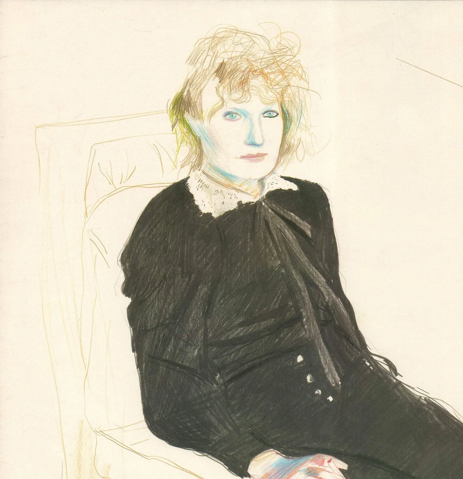Póster David Hockney Celia, París 27" x 19,5" 1980 arte pop gris, blanco Foto 3 de 4