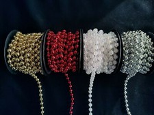 Beaded Garland,18' /8MM /0.315" Gold or Red or Iridescent or Silver you choose 