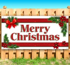 MERRY CHRISTMAS GARLAND Advertising Vinyl Banner Flag Sign Many Sizes USA