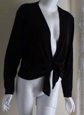 NWT Chico's Travelers Sz 2 L Fudge Brown Slinky Tie Front Open Jacket
