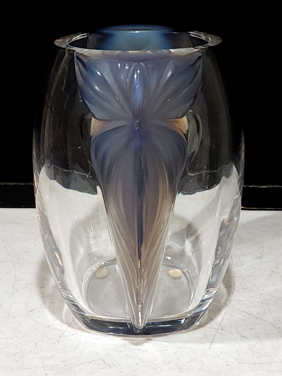 1993 Lalique France CLEMATITES Opalescent Glass 6.5