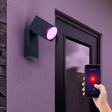 Wandleuchte Außenlampe Spotleuchte Smart RGB LED dimmbar schwenkbar schwarz CCT