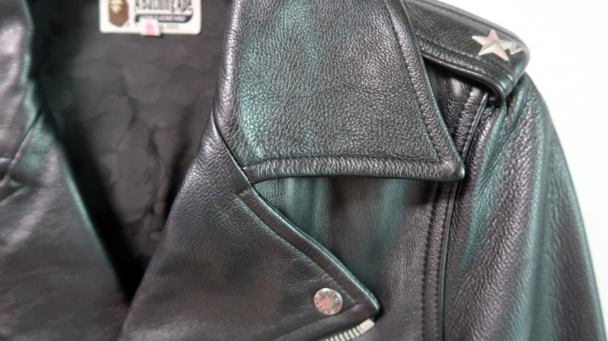 bape leather rider jacket A BATHING APE NIGO size S woman | eBay
