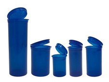 BLUE Transparent DRAM 5 PACK 1 ea SZ Squeeze Pop Top Bottle Containers Made USA