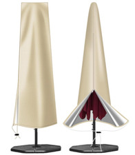 Waterproof 420D Patio Umbrella Cover with Zip, Fits 9-12ft Khaki 