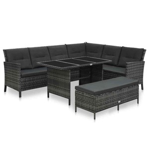 vidaXL Gartenmöbel 3-tlg. Poly Rattan Grau Lounge Ecksofa ...