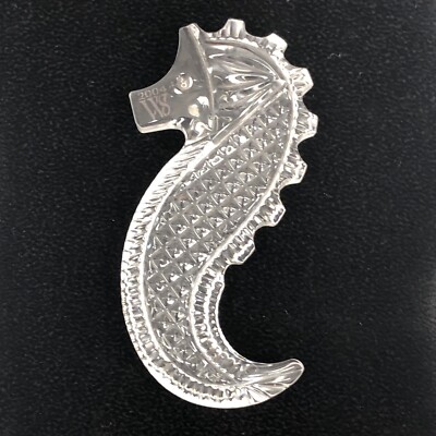 NWT 2004 Waterford Crystal Society Seahorse Hand Cooler Paperweight Bag & Box