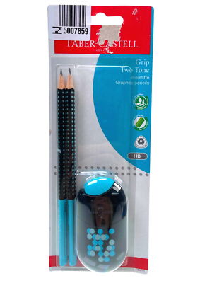 FABER CASTELL Set Grip Two Tone 2 Bleistifte mit Radierer-/Spitzer-Kombination