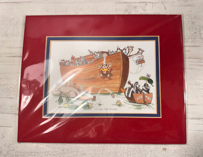 Print Robert Marble AFTER THE FLOOD Noah's Ark Too 8x10 Cartoon Litho Matted CA