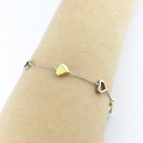 NYJEWEL Tiffany & Co. 18k Two Tone Gold Heart Link Bracelet 8" - Picture 6 of 6