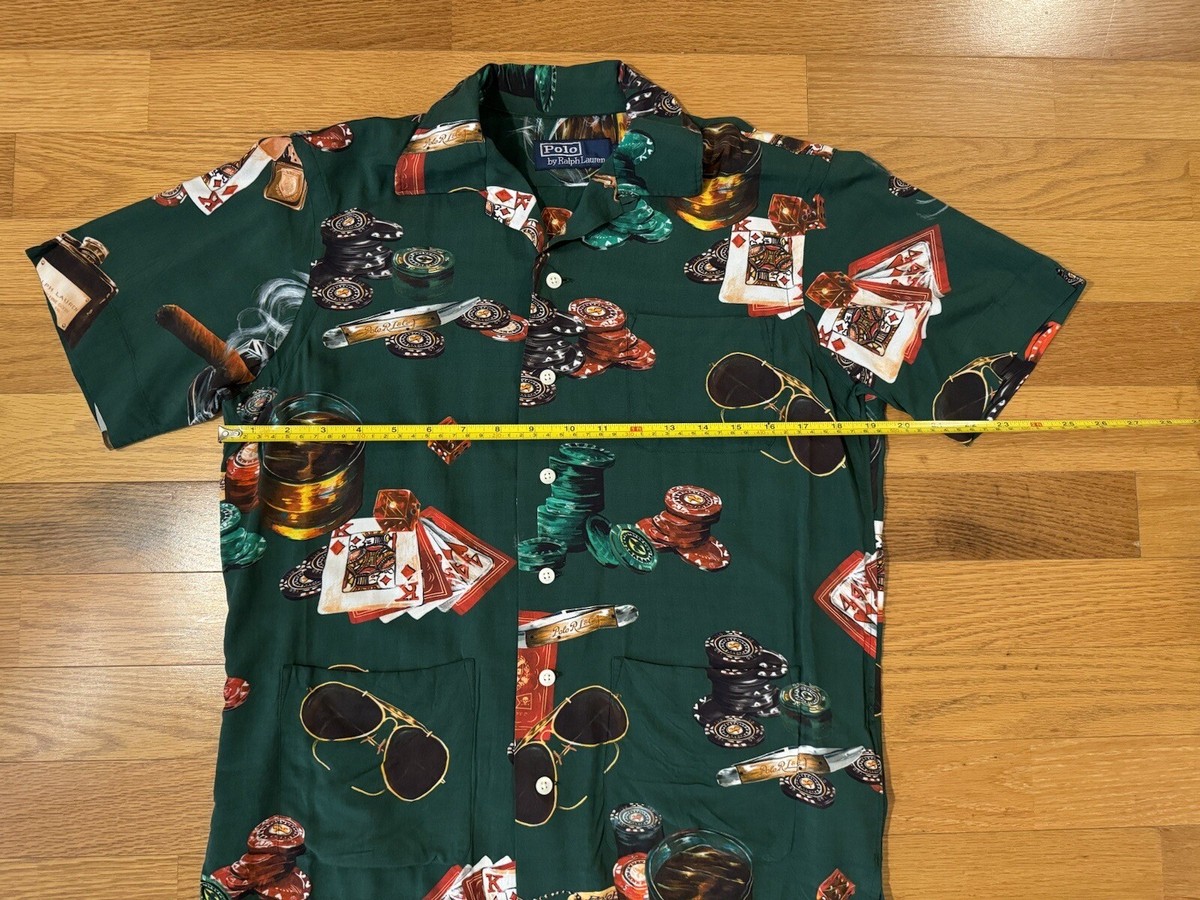 New XS Polo Ralph Lauren Green Casino Poker S/S Viscose Camp