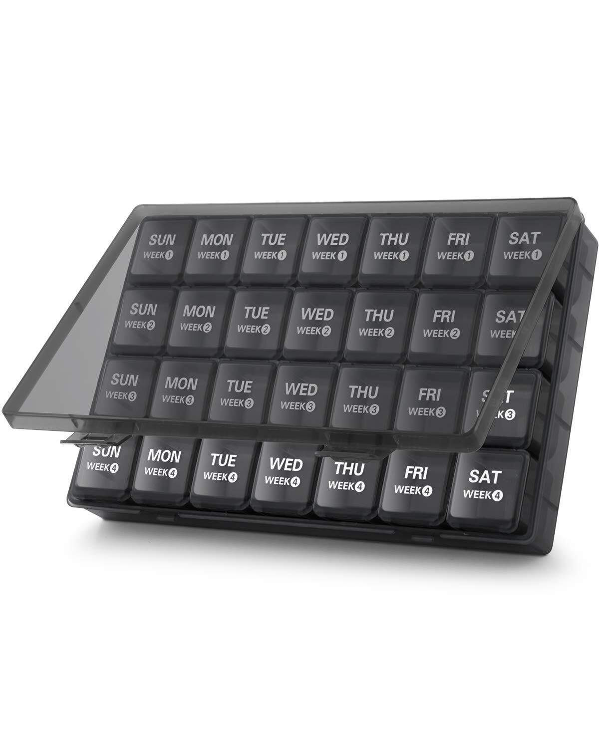 Monthly Organizer 28 Day Box, Travel Medicine Organizer, Large 4 Weeks 1 Mont...